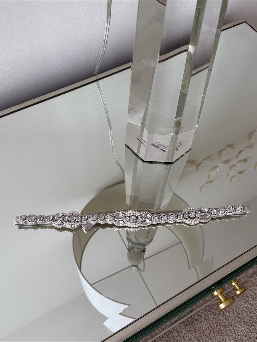 White House Black Market Crystal Rhinestone Bridal Belt Sash in Silver Small - Picture 2 of 7